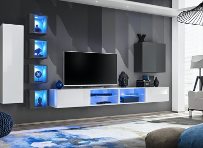 Wall unit white designer cabinet furniture living room furniture complete set